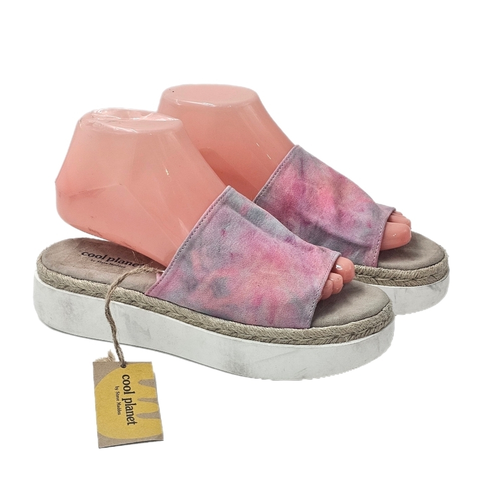 Cool Planet Steve Madden Juniperr Tie Dye Slide Sandals Pink Womens 7.5 Eco chic